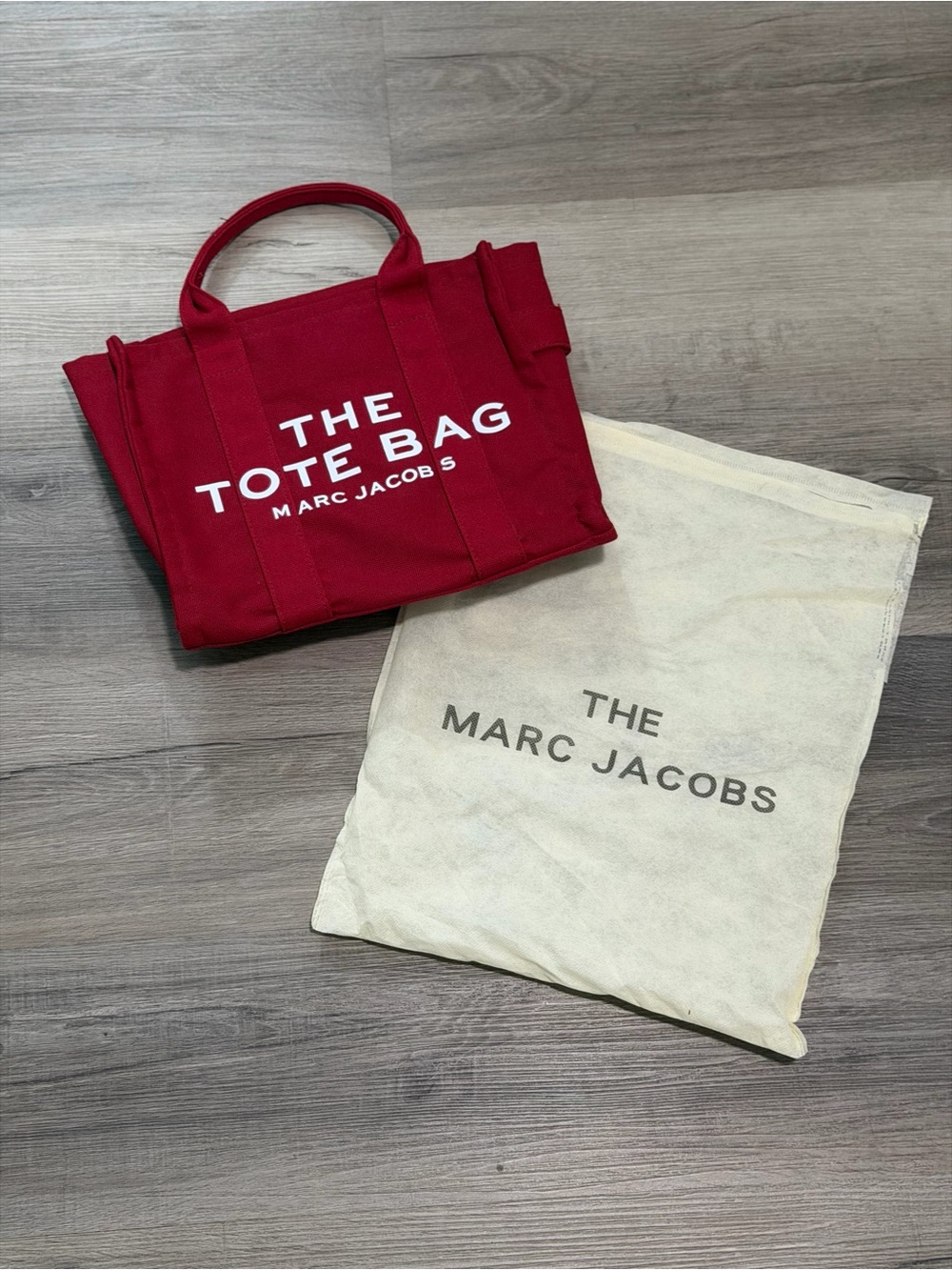 Marc Jacobs Red Canvas 'The Tote Bag' Mini Tote